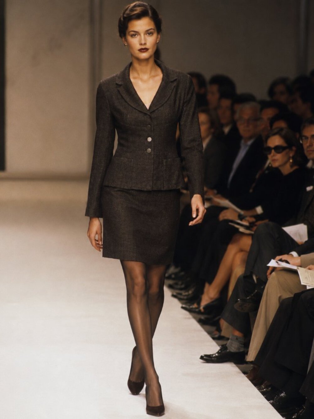 Vintage CHANEL Pre-Fall 1999 Brown Wool Skirt Suit